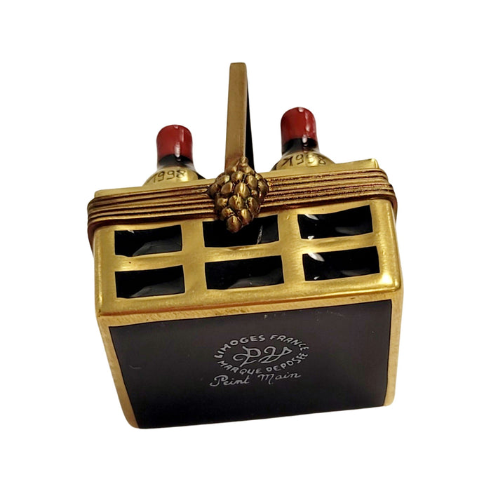Vintage Wine Basket Limoges Box for Wine Lovers Porcelain Limoges wine French Trinket Box