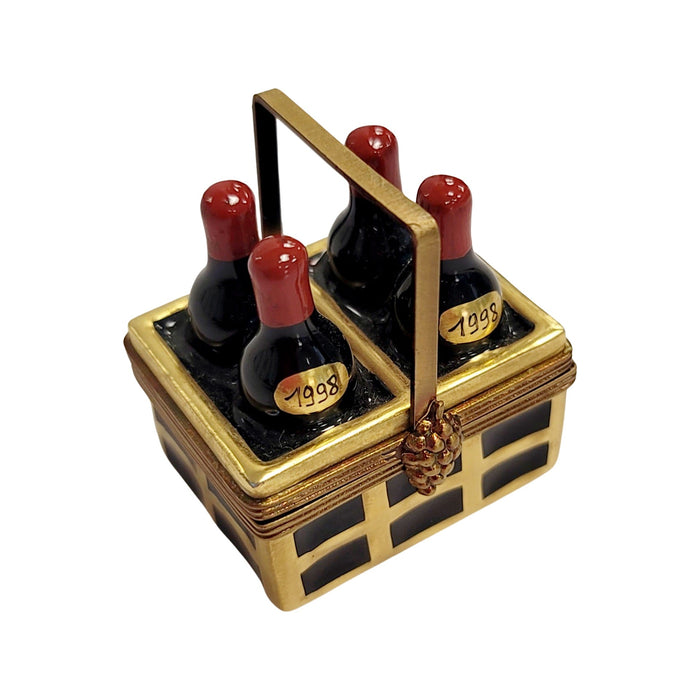 Vintage Wine Basket Limoges Box for Wine Lovers Porcelain Limoges wine French Trinket Box