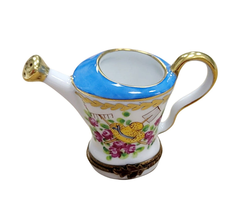 Watering Can-Limoges Box garden flowers frog-CH2P157