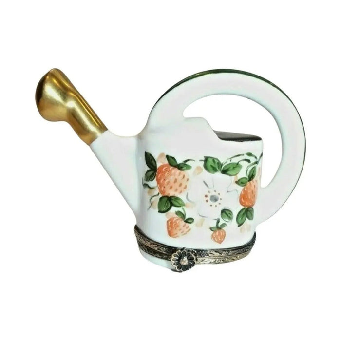 Limoges Boutique presents the Watering Can With Strawberries, a genuine Limoges box painted by hand in France