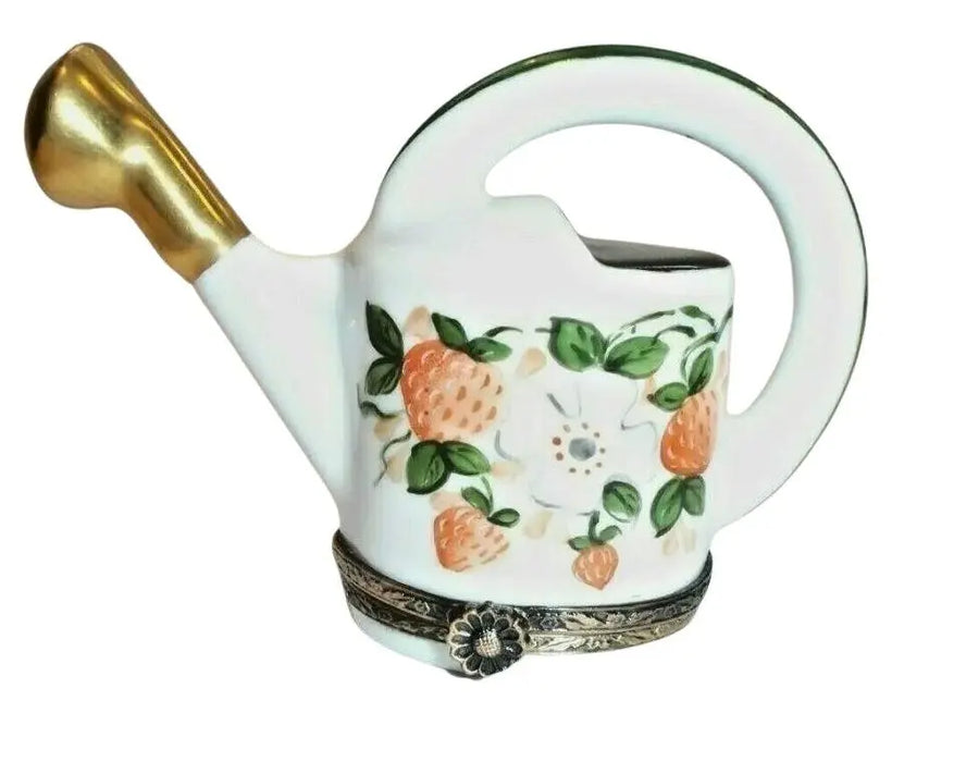 Watering Can With Strawberries for Garden Lovers Porcelain Limoges garden French Trinket Box