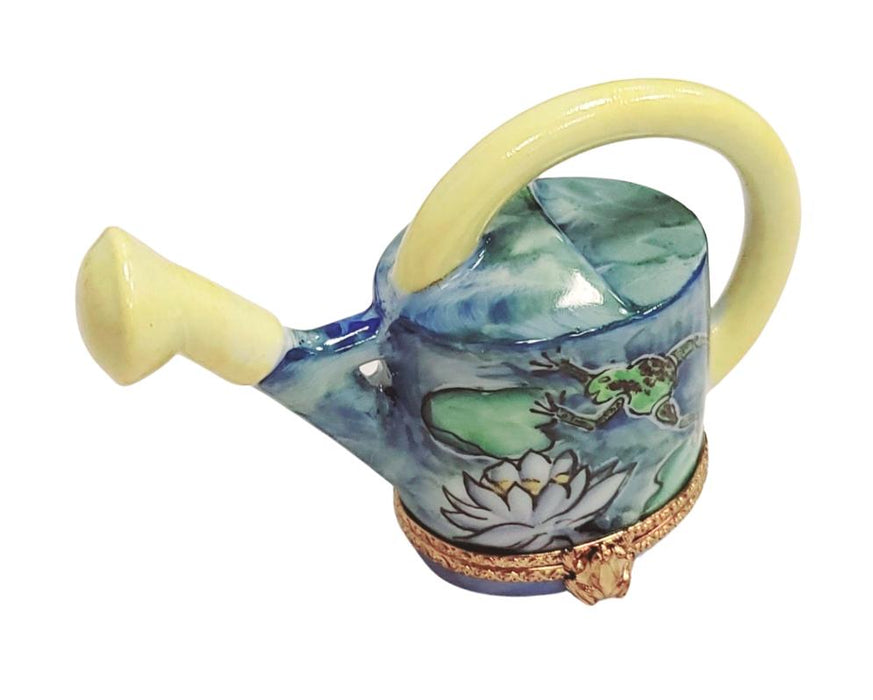 Watering Can w Frog-Limoges Box garden flowers frog-CH3S130