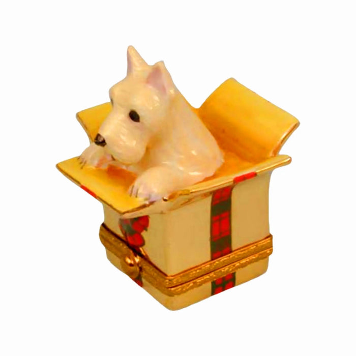 Westie Dog Christmas Delight for Dog Lovers Porcelain Limoges xmas theme dog dogs French Trinket Box