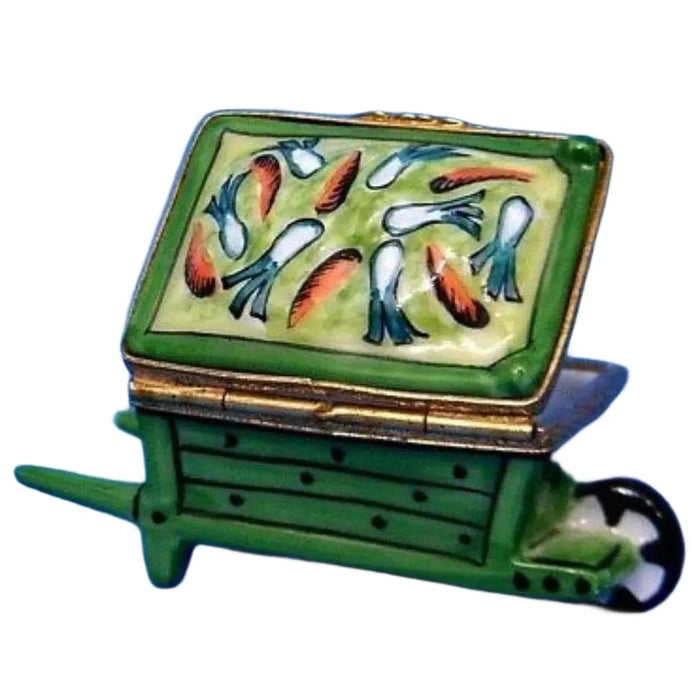Vegetable Wheel Barrow for Garden Enthusiasts Porcelain Limoges garden vegetable French Trinket Box
