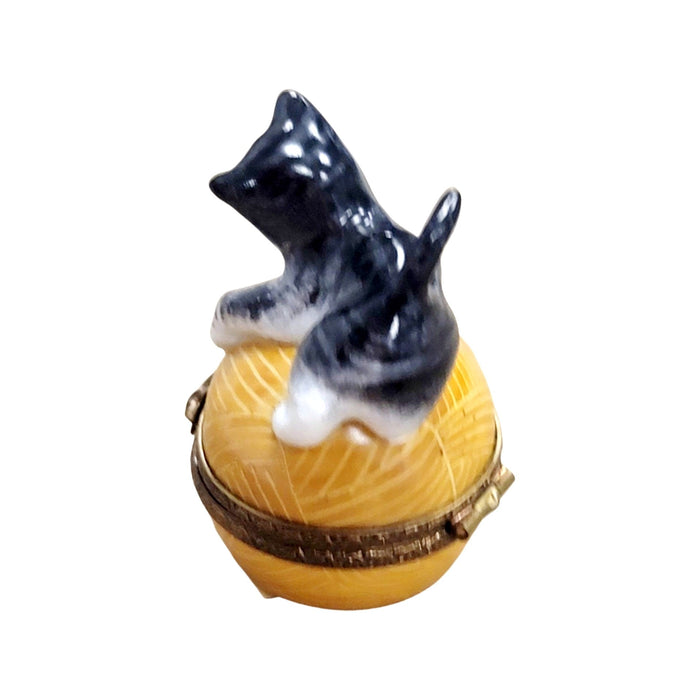 Whimsical Cat Figurine for Cat Lovers Porcelain Limoges Cat French Trinket Box