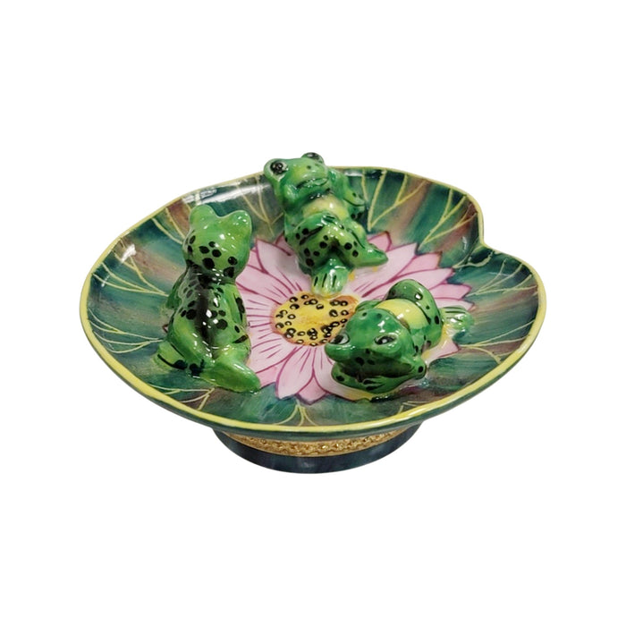 Whimsical Frogs for Frog Lovers Porcelain Limoges frog turtle French Trinket Box