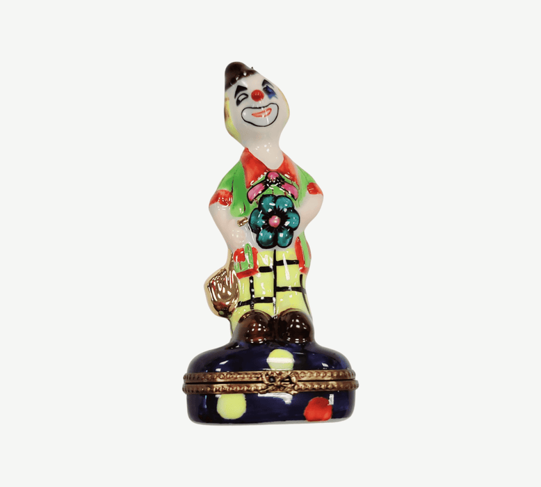Whimsical Clown Figurine for Collectors Porcelain Limoges Circus Clown French Trinket Box