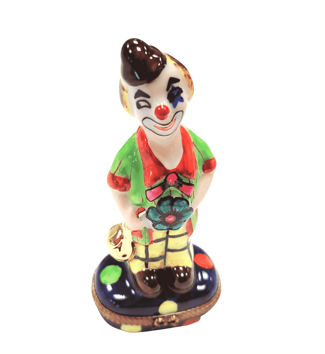 Whimsical Clown Figurine for Collectors Porcelain Limoges Circus Clown French Trinket Box