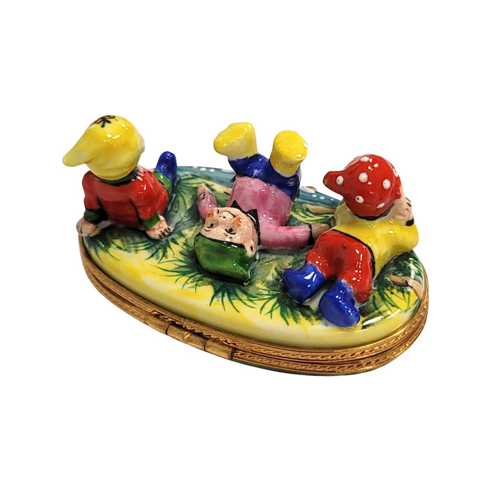 Whimsical Dwarfs Limoges Box for Home Decor Porcelain Limoges baby kids Fairy Tale myth French Trinket Box