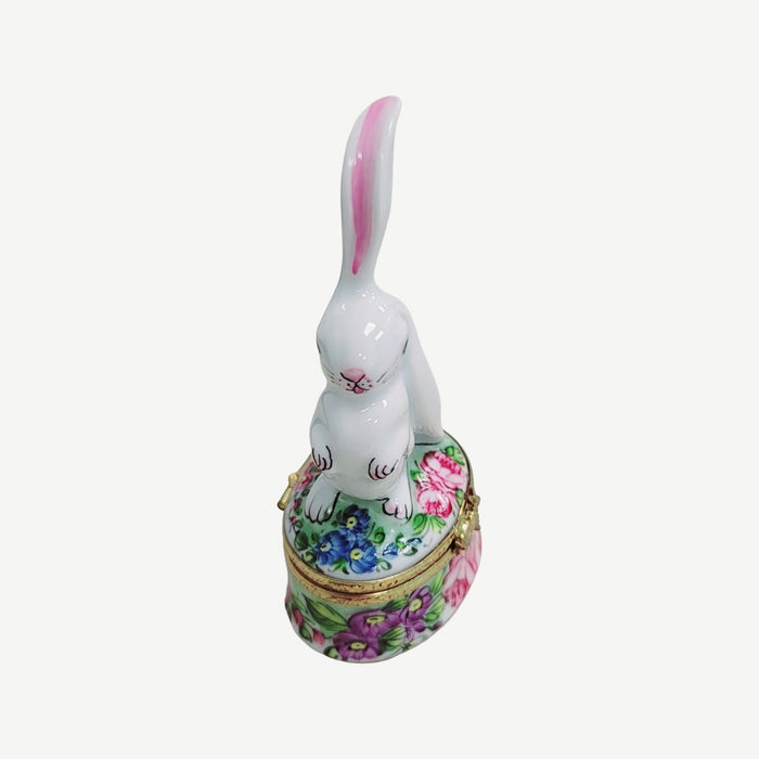 Whimsical White Rabbit Box for Collectors Porcelain Limoges easter rabbit French Trinket Box
