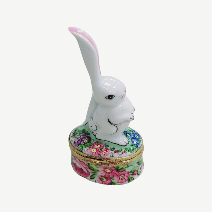 Whimsical White Rabbit Box for Collectors Porcelain Limoges easter rabbit French Trinket Box