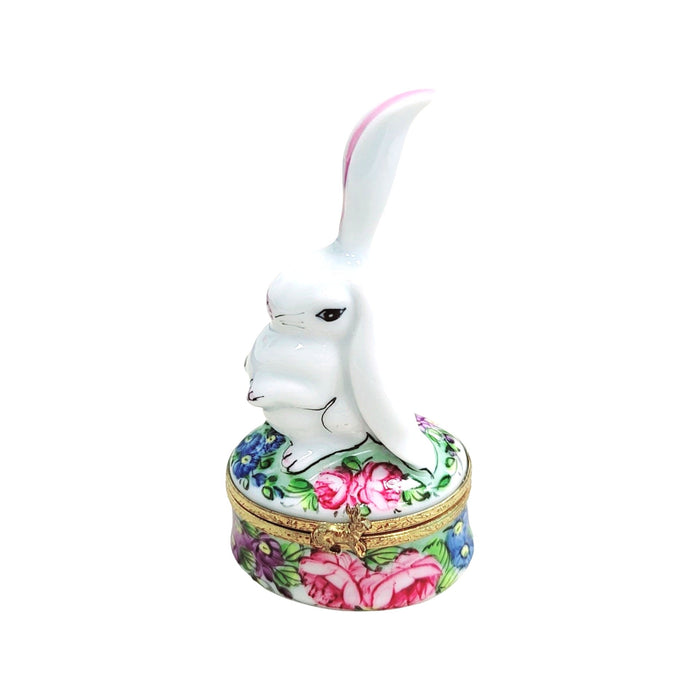 Whimsical White Rabbit Box for Collectors Porcelain Limoges easter rabbit French Trinket Box