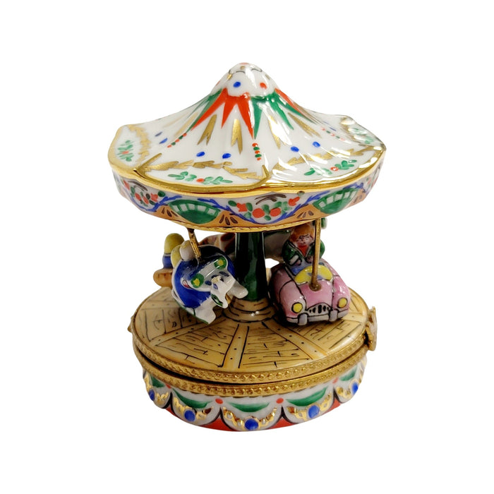 White Bumper Car Carousel for Home Decor Porcelain Limoges Carnival French Trinket Box