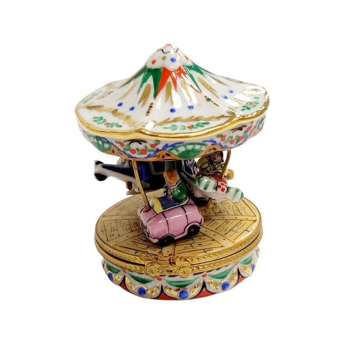 White Bumper Car Carousel for Home Decor Porcelain Limoges Carnival French Trinket Box