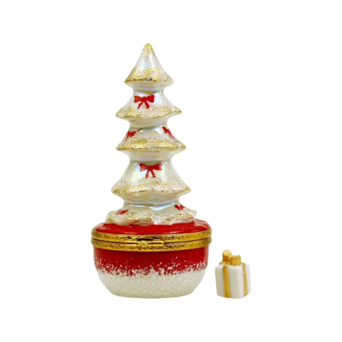 White Christmas Tree for Holiday Cheer Porcelain Limoges christmas tree French Trinket Box