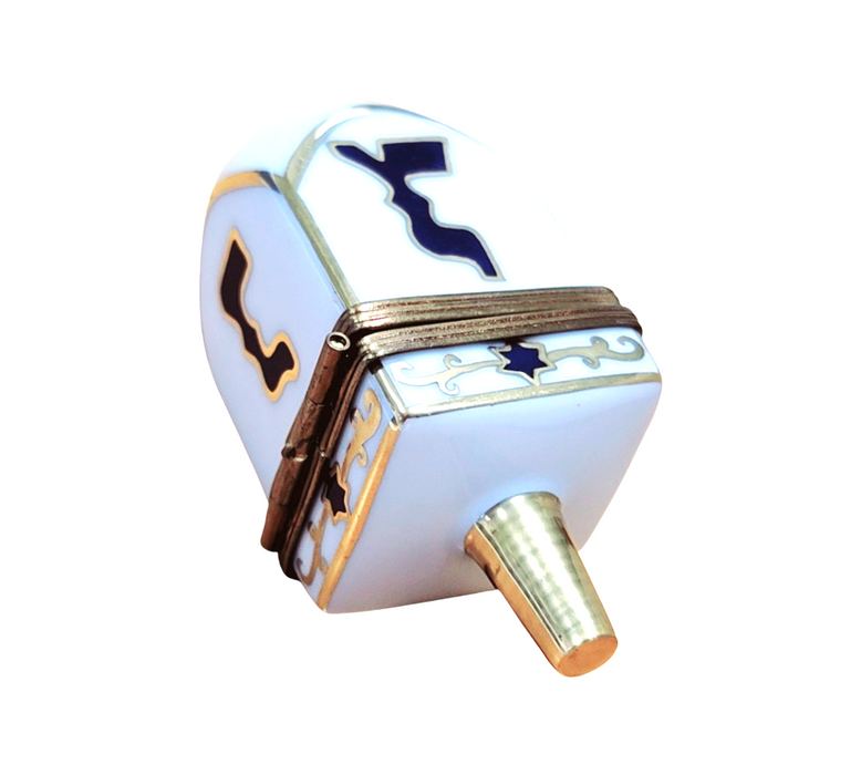 White Dreidel Limoges Box for Hanukkah Celebration Porcelain Limoges jewish French Trinket Box
