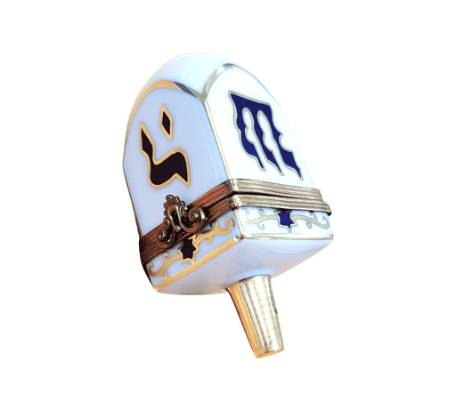 White Dreidel Limoges Box for Hanukkah Celebration Porcelain Limoges jewish French Trinket Box