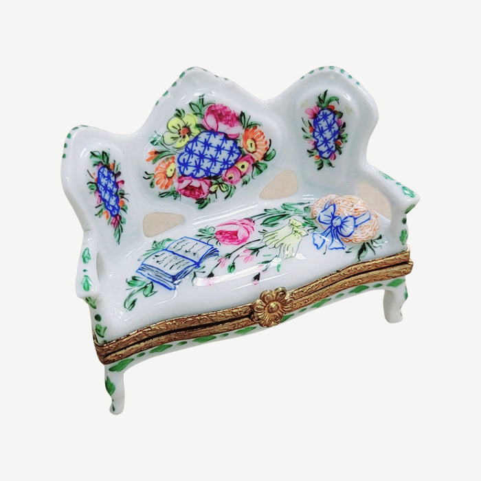 White French Love Seat Limoges Box Porcelain Figurine-furniture home LIMOGES BOXES women mother-CH8C215