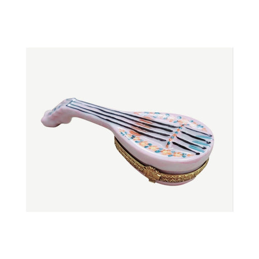 Limoges Boutique presents the White Mandolin Instrument, a genuine Limoges box painted by hand in France