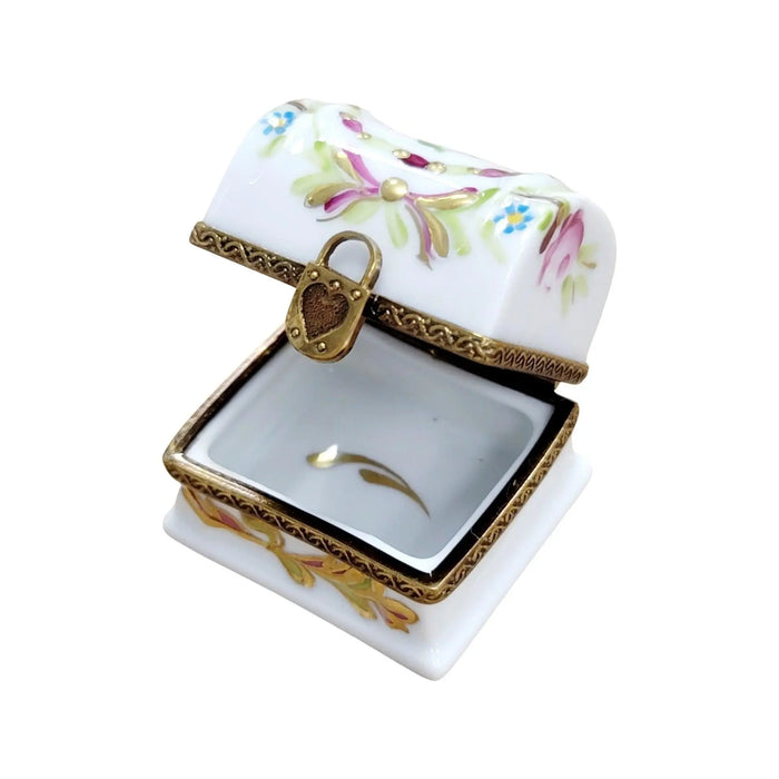 White Rose Trinket Box for Elegant Gifting Porcelain Limoges furniture French Trinket Box