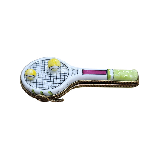 White Tennis Racquet Limoges Box for Tennis Lovers Porcelain Limoges sports French Trinket Box