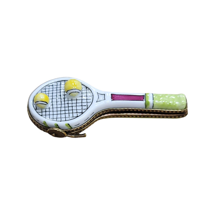 White Tennis Racquet Limoges Box for Tennis Lovers Porcelain Limoges sports French Trinket Box