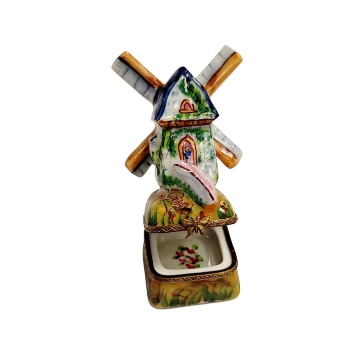 Windmill Delight for Collectors Porcelain Limoges Beach Ocean World Travel French Trinket Box