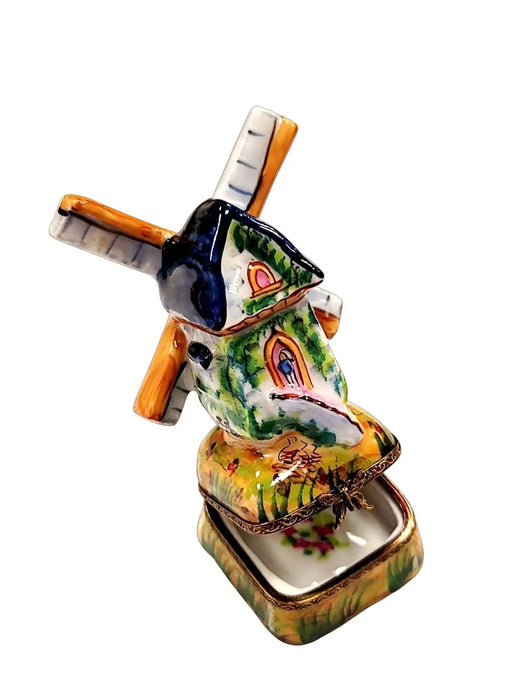 Windmill Delight for Collectors Porcelain Limoges Beach Ocean World Travel French Trinket Box