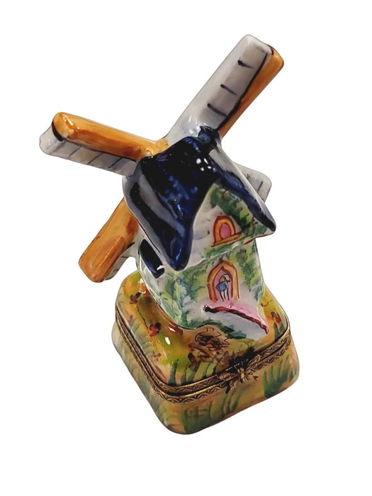 Windmill Delight for Collectors Porcelain Limoges Beach Ocean World Travel French Trinket Box