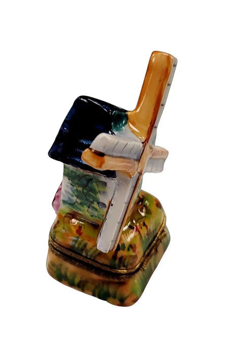 Windmill Delight for Collectors Porcelain Limoges Beach Ocean World Travel French Trinket Box