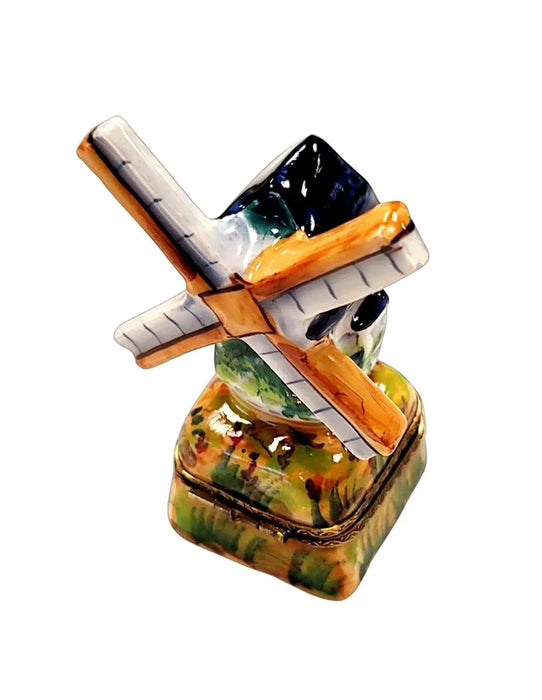 Windmill Delight for Collectors Porcelain Limoges Beach Ocean World Travel French Trinket Box