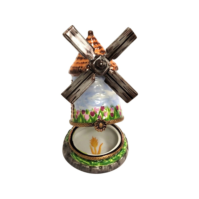 Windmill Tulip Charm for Collectors Porcelain Limoges garden travel French Trinket Box