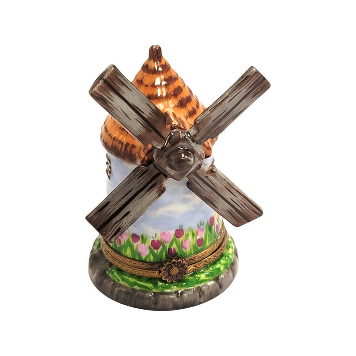 Windmill Tulip Charm for Collectors Porcelain Limoges garden travel French Trinket Box