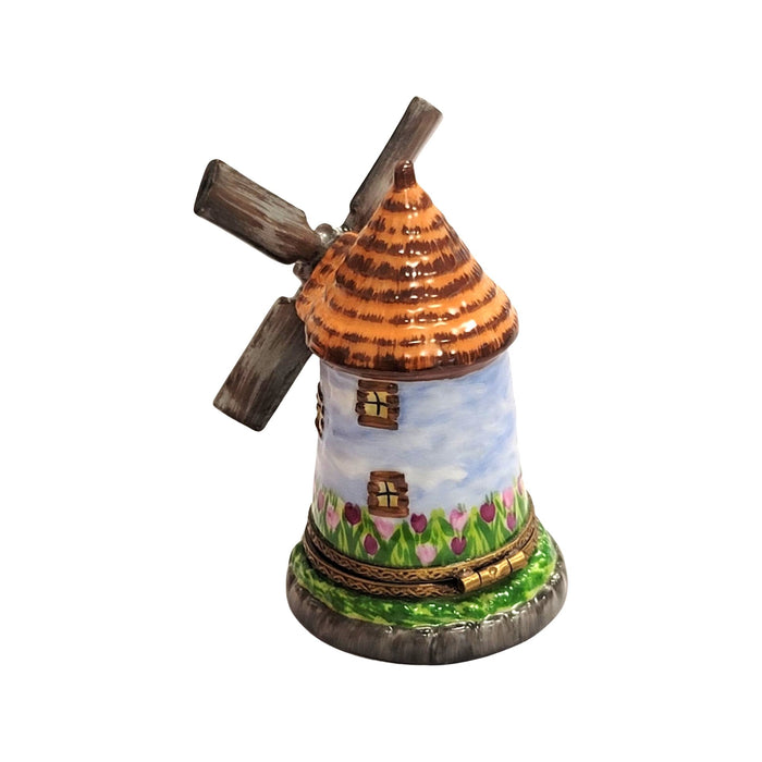 Windmill Tulip Charm for Collectors Porcelain Limoges garden travel French Trinket Box