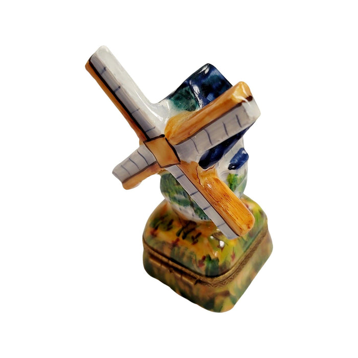 Windmill on Grass Limoges Box Porcelain Figurine-Beach Ocean World Travel-CH3S178