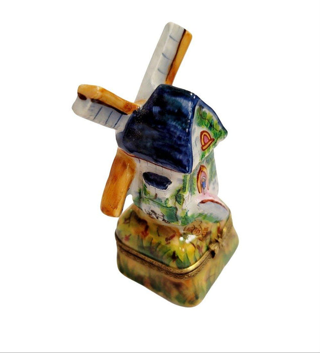 Windmill on Grass Limoges Box Porcelain Figurine-Beach Ocean World Travel-CH3S178