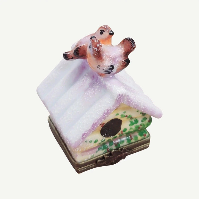Winter Birdhouse Trinket Box Porcelain Limoges bird garden French Trinket Box