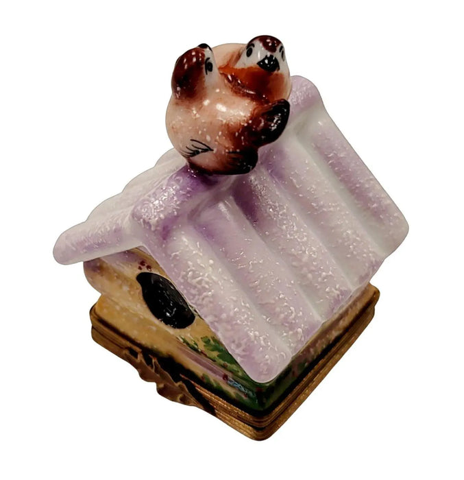 Winter Birdhouse Trinket Box Porcelain Limoges bird garden French Trinket Box
