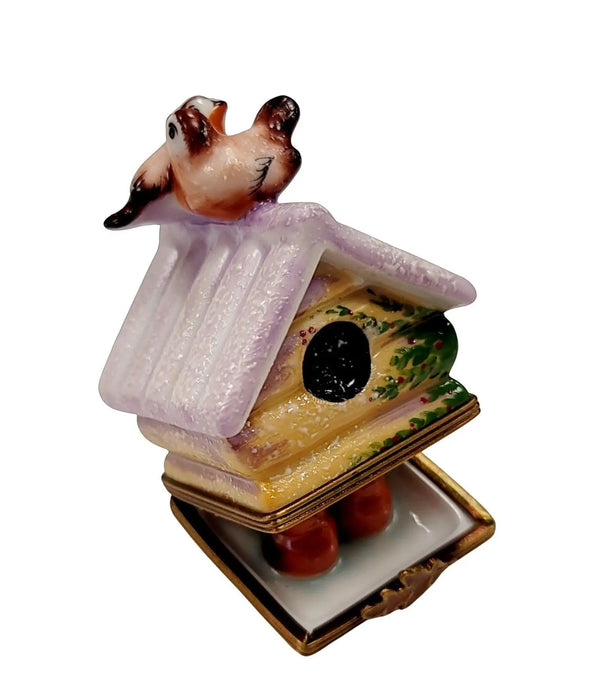Winter Birdhouse Trinket Box Porcelain Limoges bird garden French Trinket Box