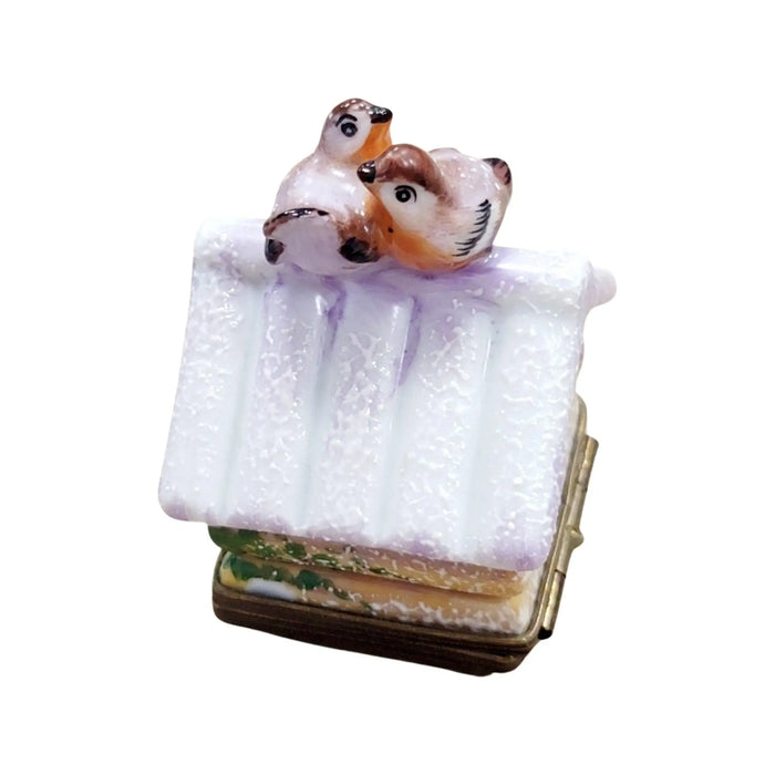 Winter Birdhouse Trinket Box Porcelain Limoges bird garden French Trinket Box