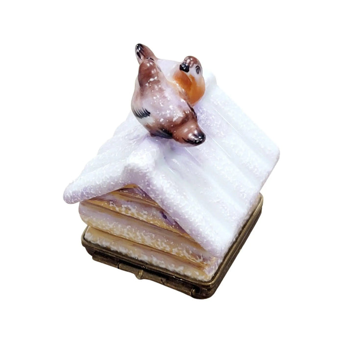 Winter Birdhouse Trinket Box Porcelain Limoges bird garden French Trinket Box