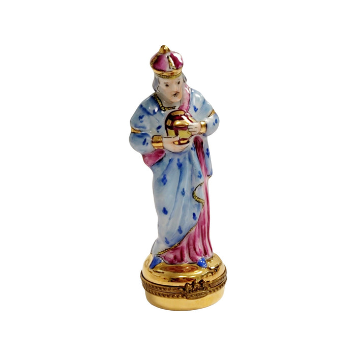 Wiseman 2 Nativity Gold Bottom Limoges Box Porcelain Figurine-nativity limoges boxes religion-CHGOLDDWISEMAN1