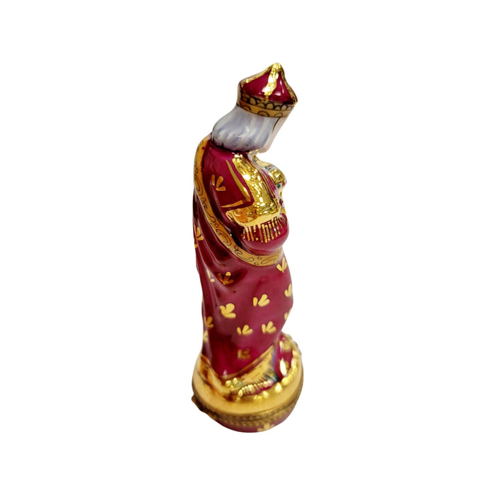 Wiseman Nativity Hay Red Bottom Limoges Box Porcelain Figurine-nativity limoges boxes religion-CHHAYWISEMAN1