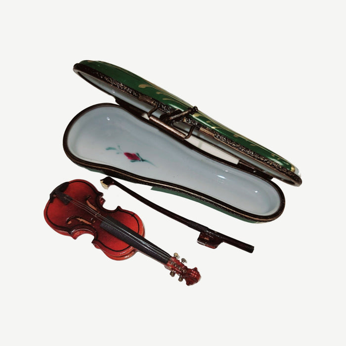Wood Violin in Green Case-Music LIMOGES BOXES dance-CH11M161