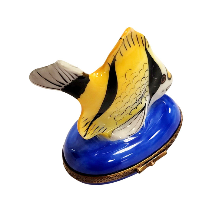 Yellow Black Tropical Fish Limoges Box Porcelain Figurine-fish ocean beach LIMOGES BOXES-CH2P101