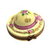Yellow Bonnet Hat w Rabbit inside Limoges Box Porcelain Figurine-hats fashion LIMOGES BoXES-CH2P243