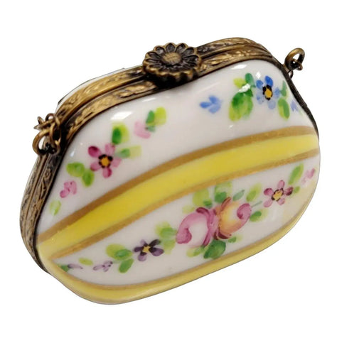 Yellow Floral Limoges Purse for Elegant Collectors Porcelain Limoges purse trinket box limoges French Trinket Box