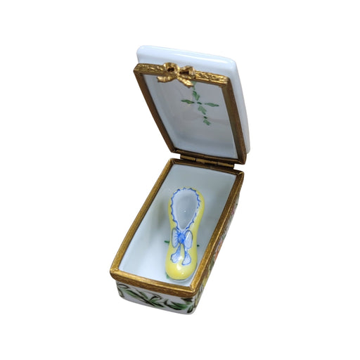 Yellow Floral Shoe Limoges Box for Collectors Porcelain Limoges shoes fashion figurine LIMOGES BOXES French Trinket Box