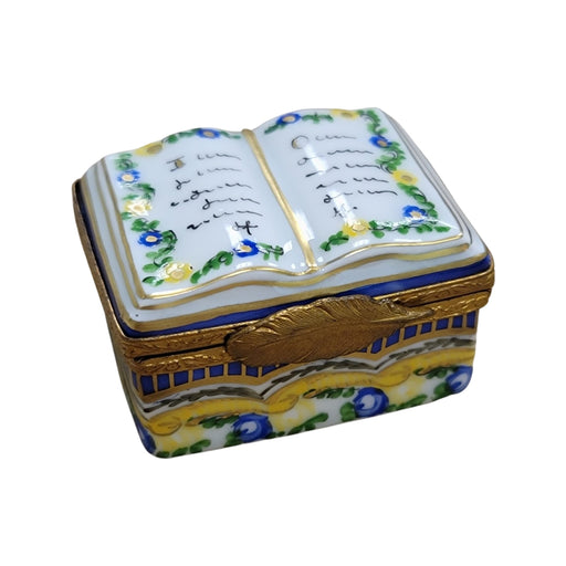 Yellow Light Blue Open Book-LIMOGES BOXES traditional book-CH8C156