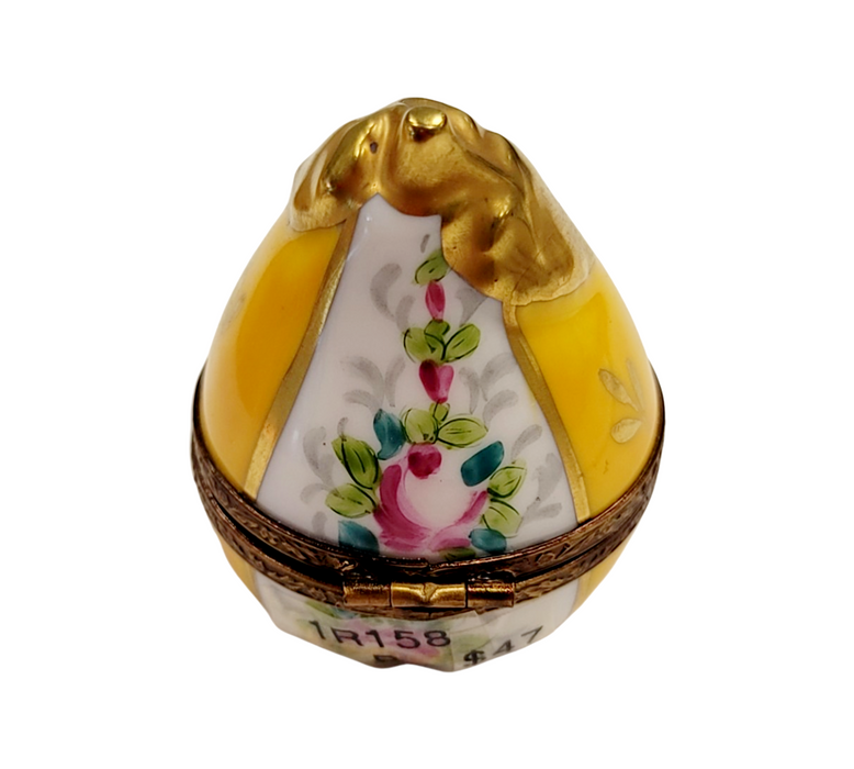 Yellow Pear Floral Limoges Box for Collectors Porcelain Limoges fruit French Trinket Box
